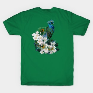 Blue-green Metallic Peacocks T-Shirt